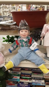 “Help me mommy!  Someone put a bag over my head!”